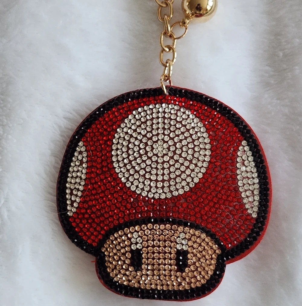 Super Mario Bros Red Mushroom Toad Keychain Bag Charm